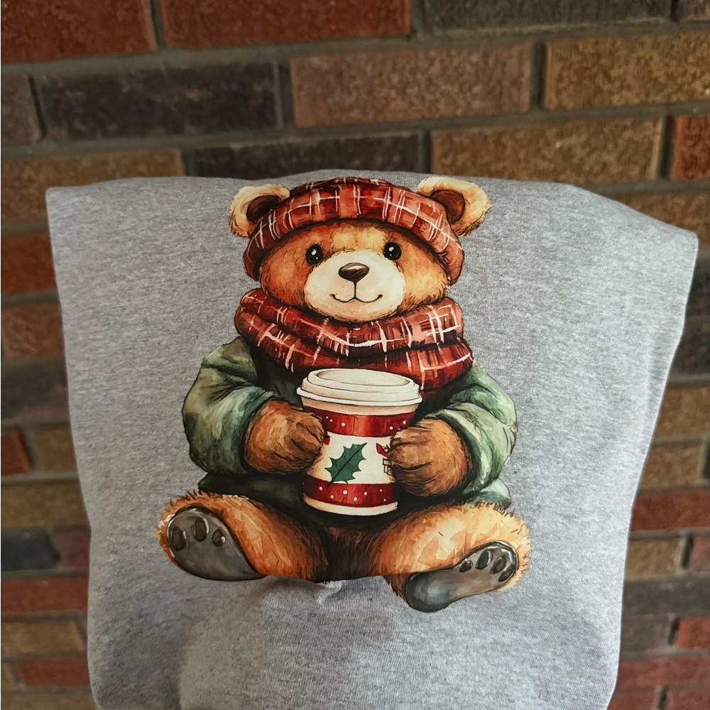 Gildan Gray Bear Sweatshirt with Festive Mug
